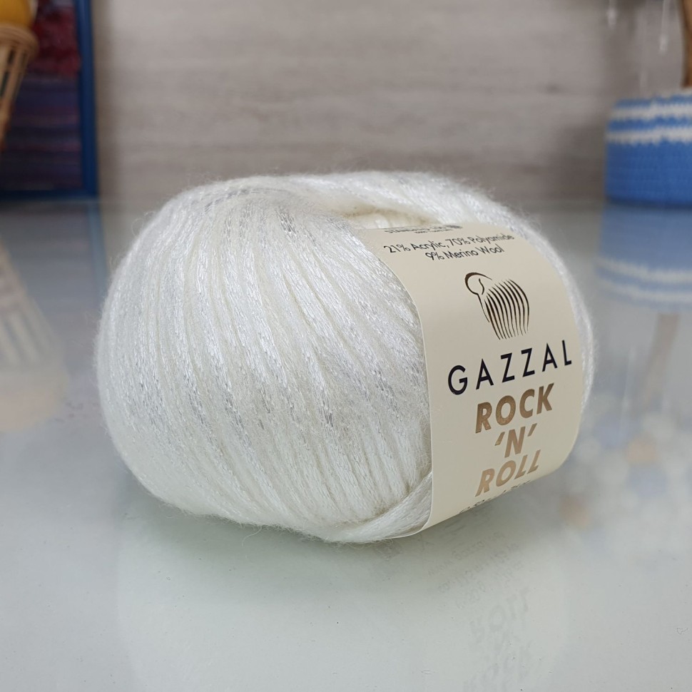 Пряжа ROCK N ROLL (Gazzal) - 13733 (белый)
