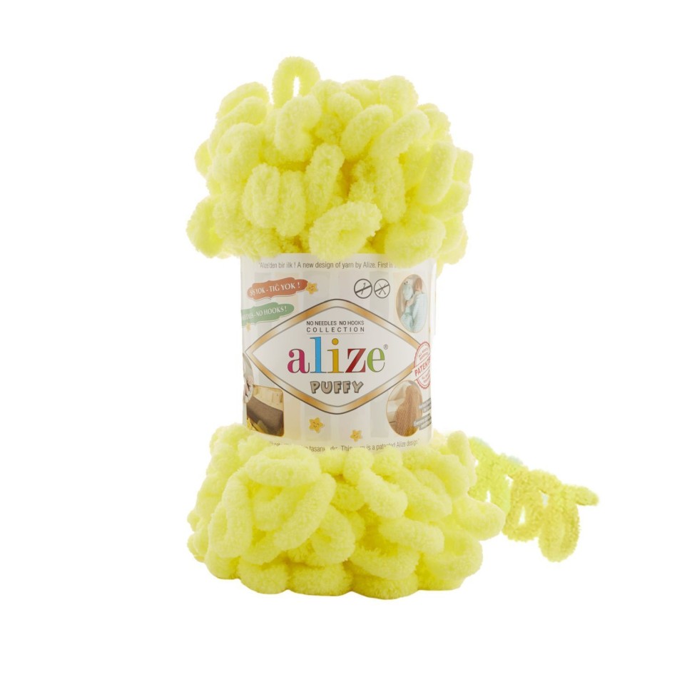 Пряжа Puffy (Alize) - 552 (яркий лимон)