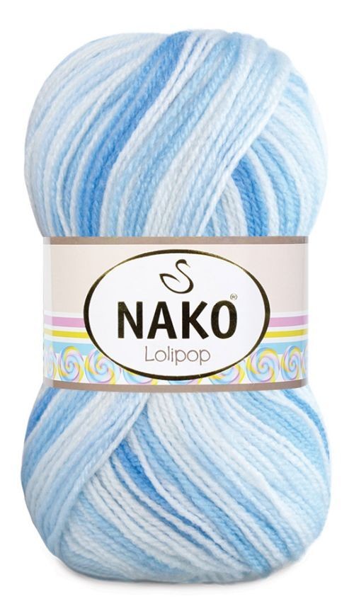 Пряжа Lolipop (Nako) - 80431 (бело-голубой)