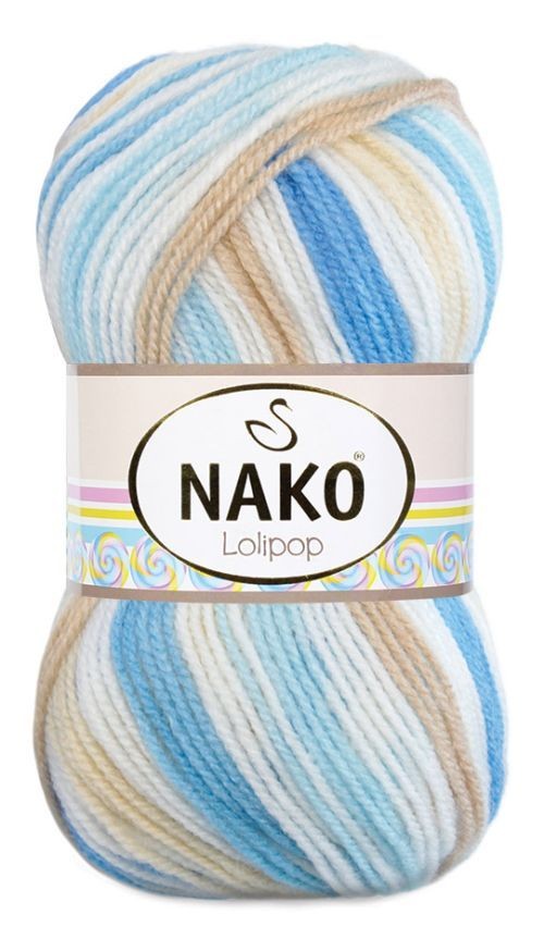 Пряжа Lolipop (Nako) - 80435 (син.лед/беж)