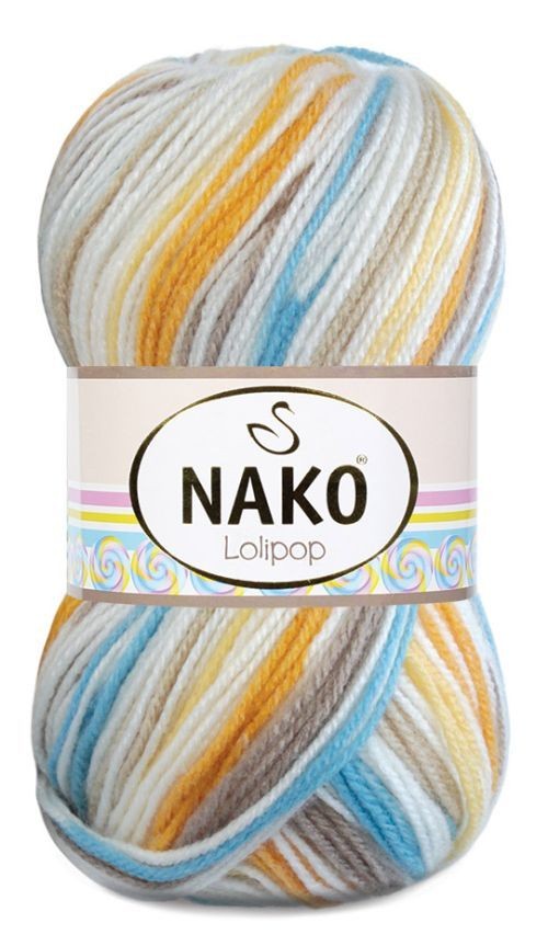 Пряжа Lolipop (Nako) - 80439 (желт/какао/бирюза)
