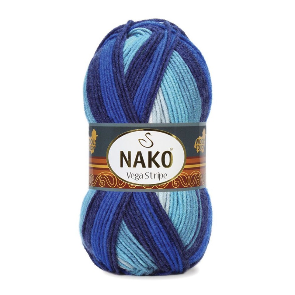 Пряжа Vega Stripe, Nako - 82423 (синий принт)