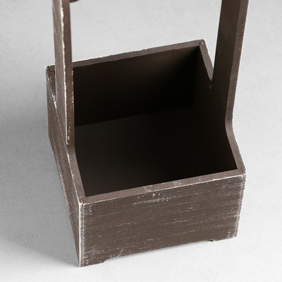 Кашпо - ящик деревянный 13,5х13,5х30 см Коричневый Прованс