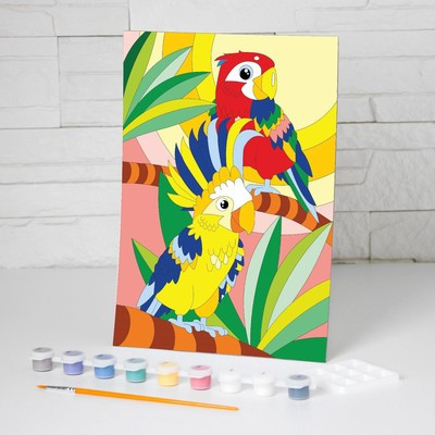 Картина по номерам «Попугаи» 20 × 28,5 см