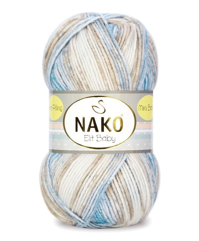 Пряжа Elit Baby mini batik (NAKO) - 32421 (бел/бежев/гол)