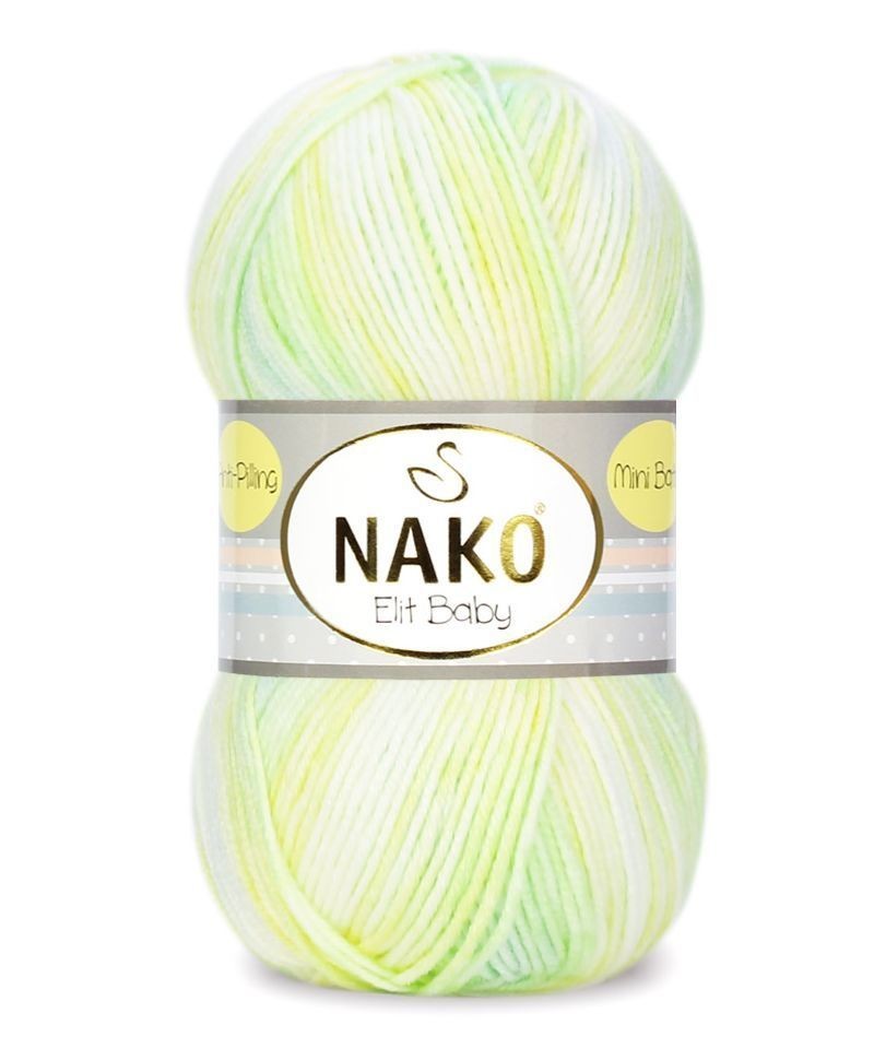 Пряжа Elit Baby mini batik (NAKO) - 32424 (бел/желт/салат)