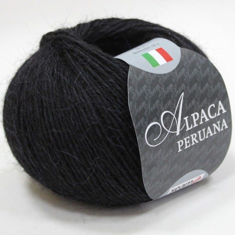 Пряжа Альпака перуана (Сеам) - 01 (черный)