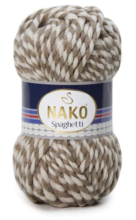 Пряжа Spaghetti (Nako) - 21366 (бежево-белый меланж)