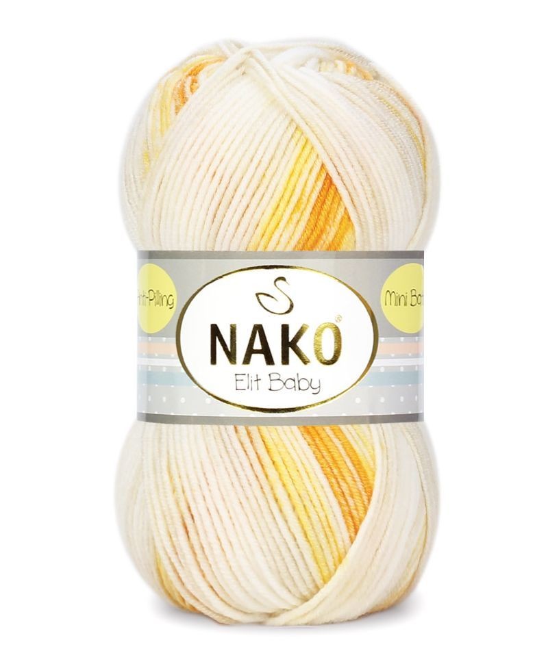 Пряжа Elit Baby mini batik (NAKO) - 32462 (бел/желт/лимон)
