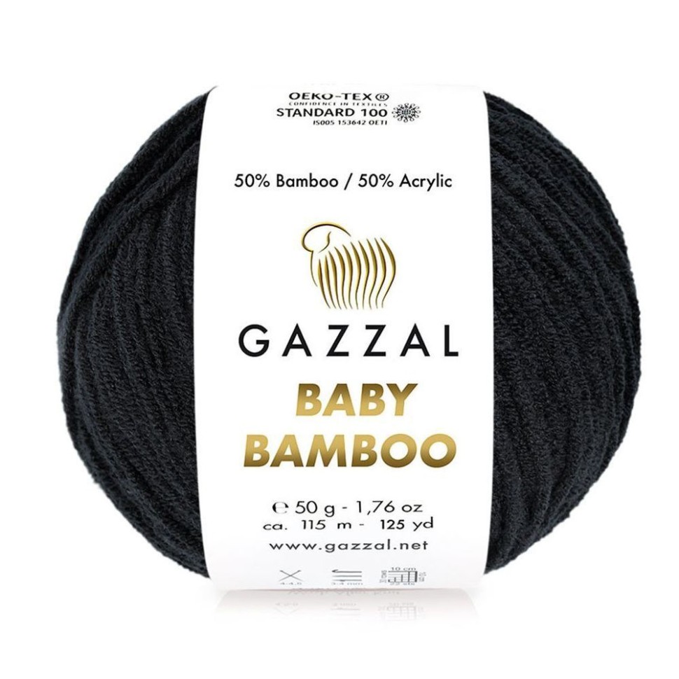Пряжа Baby Bamboo, Gazzal - 95229 (черный)