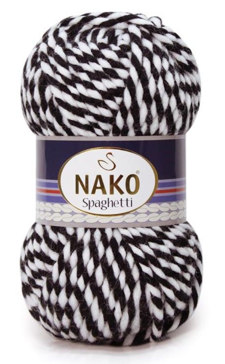 Пряжа Spaghetti (Nako) - 3086 (черно-белый меланж)