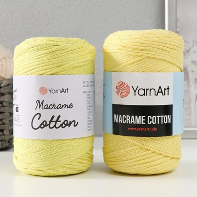 Пряжа "Macrame Cotton" 20% полиэстер, 80% хлопок 225м/250гр (754 св.жёлтый) МИКС