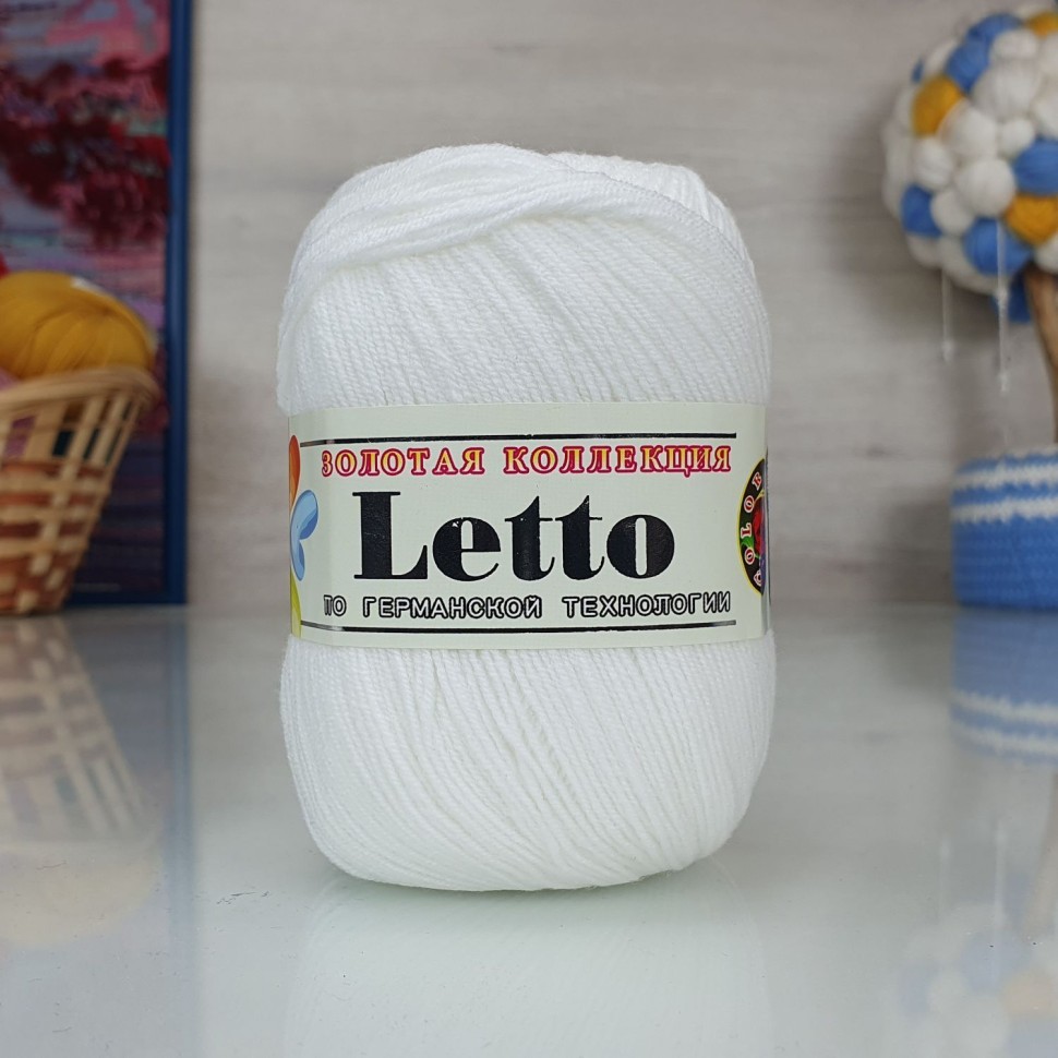 Пряжа Летто - 001 (белый)