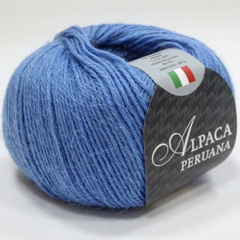 Пряжа Альпака перуана (Сеам) - 6280 (тем.голубой)