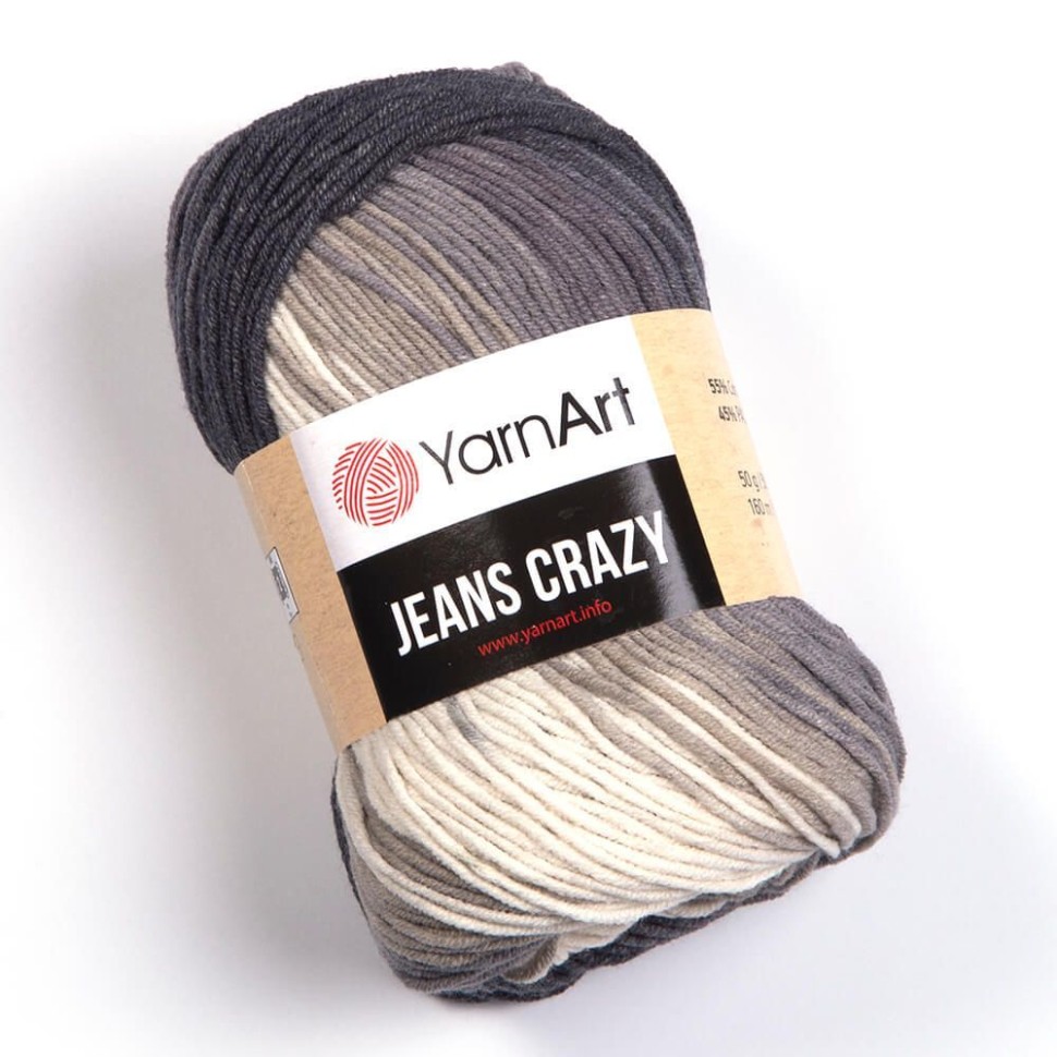 Пряжа Jeans Crazy (YarnArt) - 8204 (серый принт)