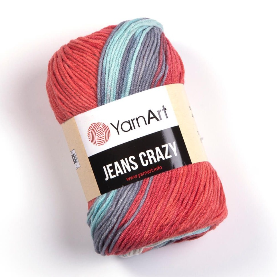 Пряжа Jeans Crazy (YarnArt) - 8205 (красный принт)