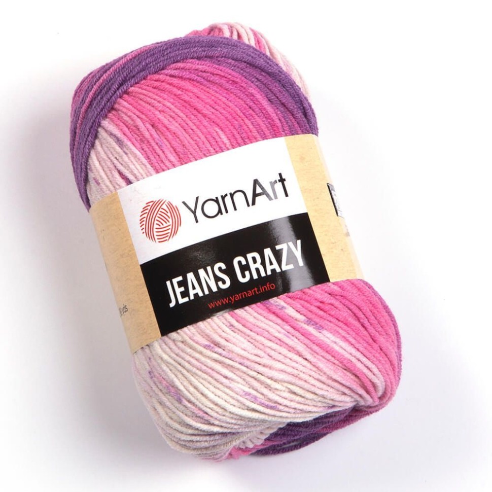 Пряжа Jeans Crazy (YarnArt) - 8206 (розово-сиреневый принт)