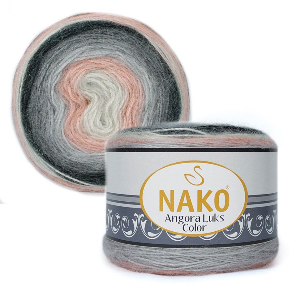 Angora Luks Color (Нако) - 81916 (натур/персик/серый/черн)