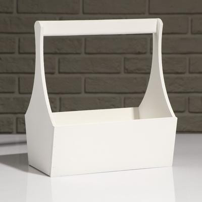 Кашпо деревянное "Виллиан Лонг", с ручкой, белый, 25×12,5×10(28) см Кашпо деревянное "Виллиан Лонг", с ручкой, белый, 25×12,5×10(28) см