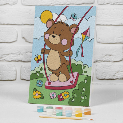 Картина по номерам на подрамнике «Медвежонок на качели» 20×30 см