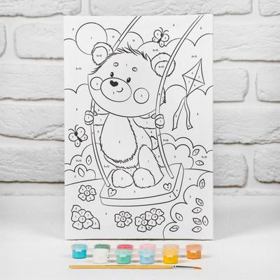 Картина по номерам на подрамнике «Медвежонок на качели» 20×30 см