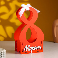 Кашпо деревянное &quot;8 Марта&quot; (17*10*28,5) Красный-белый