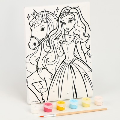 Картина по номерам «Куколка с единорогом», 21 × 15 см