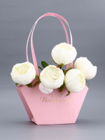 Сумка для цветов тиснение розовая, &quot;Самой прекрасной&quot;, влагостойкая, 23х15х9 см (10 шт.)