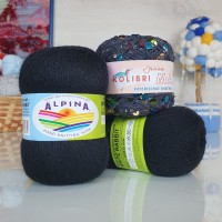 Набор Пух кролика + пайетки - 29 (208+219) (черный с разноцветными пайетками)