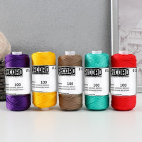 Нить крученая ПП 3пр d=1.1мм (100, беж, желт, зел, крас, фиол, Ц4&quot;набор 5 шт)