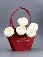 Сумка для цветов тиснение красная, &quot;Самой прекрасной&quot;, влагостойкая, 23х15х9 см (10 шт.)