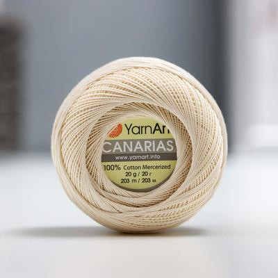 Пряжа "Canarias" 100% мерсериз. хлопок 203м/20г (6194 молочный) (10 шт.)