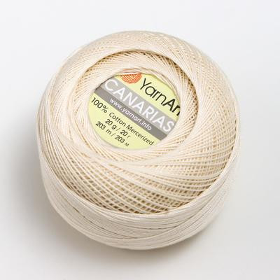 Пряжа "Canarias" 100% мерсериз. хлопок 203м/20г (6194 молочный) (10 шт.)