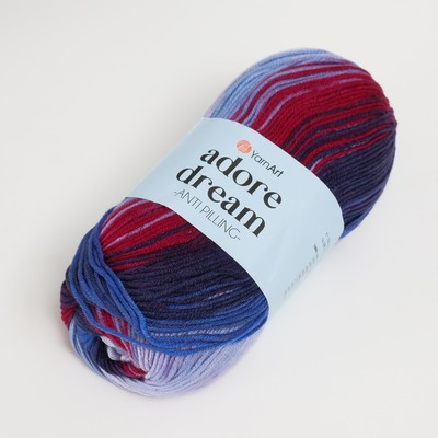 Пряжа "Adore Dream" 100% акрил антипиллинг 280м/100г (1075 вишня-т.синий-голубой)