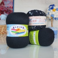 Набор Пух кролика + пайетки - 31 (208+008н) (черный с прозрачными пайет)