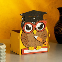 Кашпо &quot;Мудрая Сова&quot;, 13,5х9,5х17 см, дуб, желтая