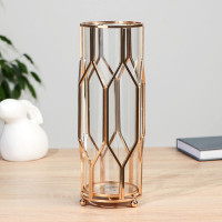 Ваза-флорариум &quot;Ангстрем&quot; геометрия, 10х10х28 см, золото