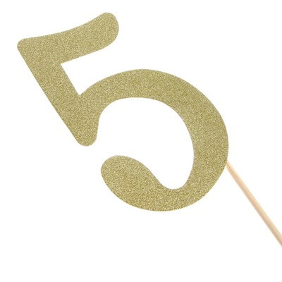 Топпер в торт «5», цвет золото (6 шт.) Топпер в торт «5», цвет золото (6 шт.)