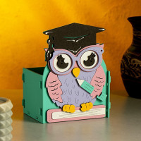 Кашпо &quot;Мудрая Сова&quot;, 13,5х9,5х17 см, дуб, cиреневая