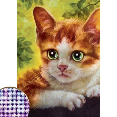 Алмазная мозаика с частичным заполнением «Котёнок», 15 х 21 см. Набор для творчества