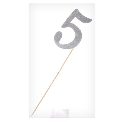 Топпер в торт «5», цвет серебро (6 шт.) Топпер в торт «5», цвет серебро (6 шт.)