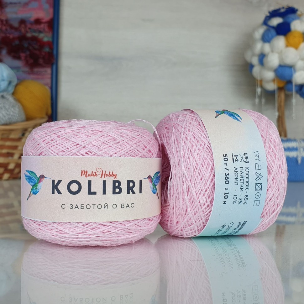 Kolibri с пайетками - 095 (розовый зефир с прозрачн. пайетками)
