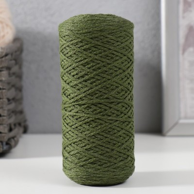 Шнур для вязания без сердечника 70% хлопок, 30% полиэстер 1мм 200м/65±10гр (37-олива)