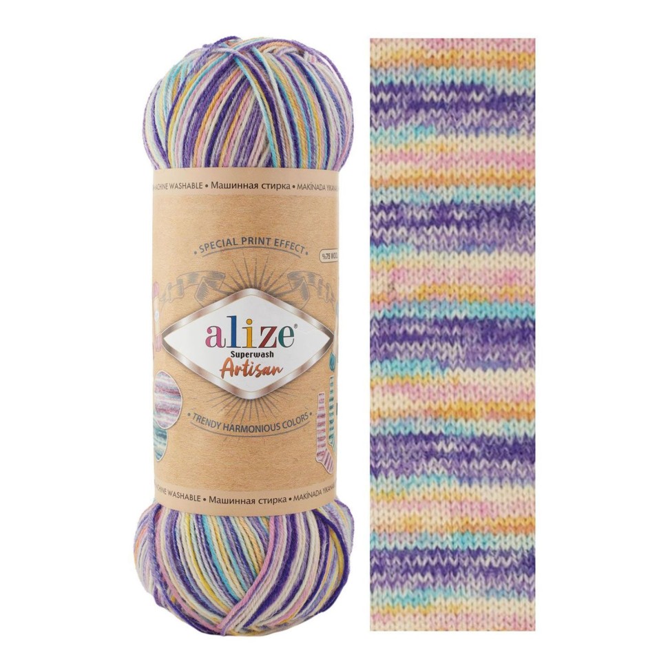 SUPERWASH ARTISAN ALIZE - 9003 (тем.сиреневый принт)