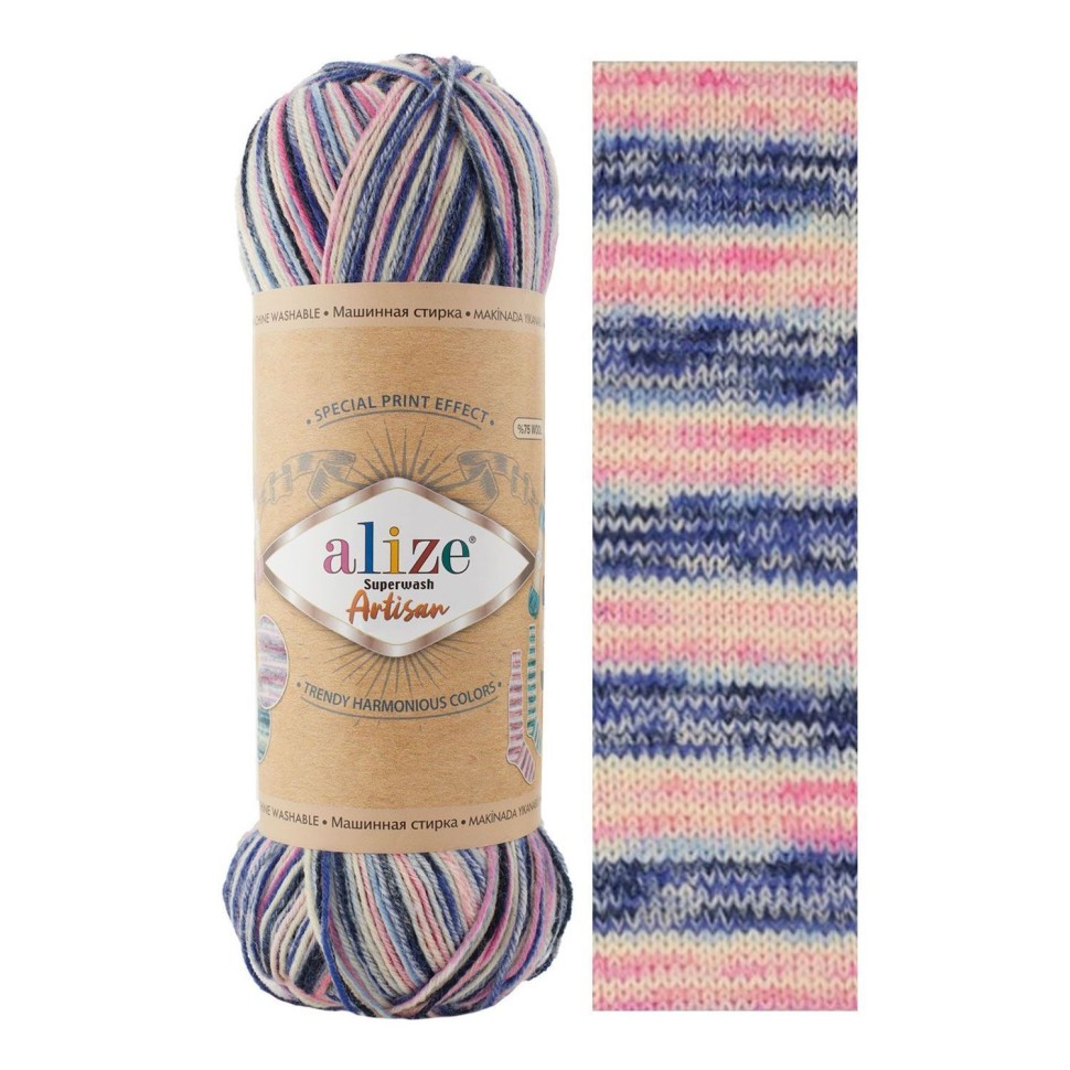 SUPERWASH ARTISAN ALIZE - 9004 (тем.синий принт)