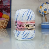 Милк коттон 170м Color City - 002 (белый-синий штрих)