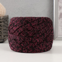 Шнур Риббон с люрексом 85м/170±5 гр (Черный, люрекс: Фуксия)