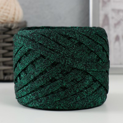 Шнур Риббон с люрексом 85м/170±5 гр (Черный, люрекс: Зеленый)