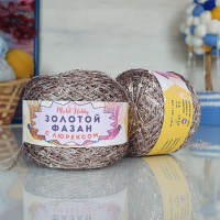 Золотой фазан с люрексом - 222 (бежевый с серебряными пайетками)