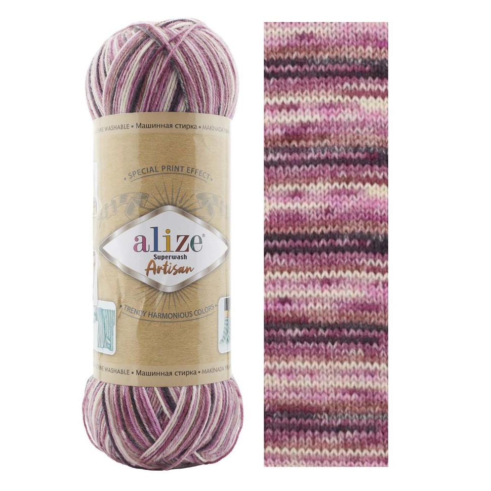 SUPERWASH ARTISAN ALIZE - 9011 (брусничный принт)
